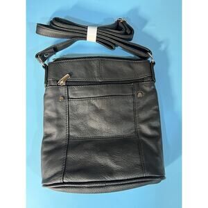 NWT Cal-Wyn Cowhide Leather Crossbody Purse Black